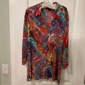 Pleats Collection by Pings Imports Blouse-Abstract Multicolor-Sequins-Large
